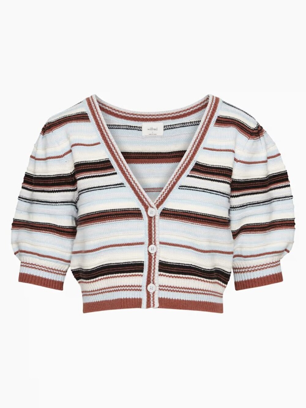 Aritzia Wilfred Canterbury Knit Cardigan Short Puff Sleeve Size Small